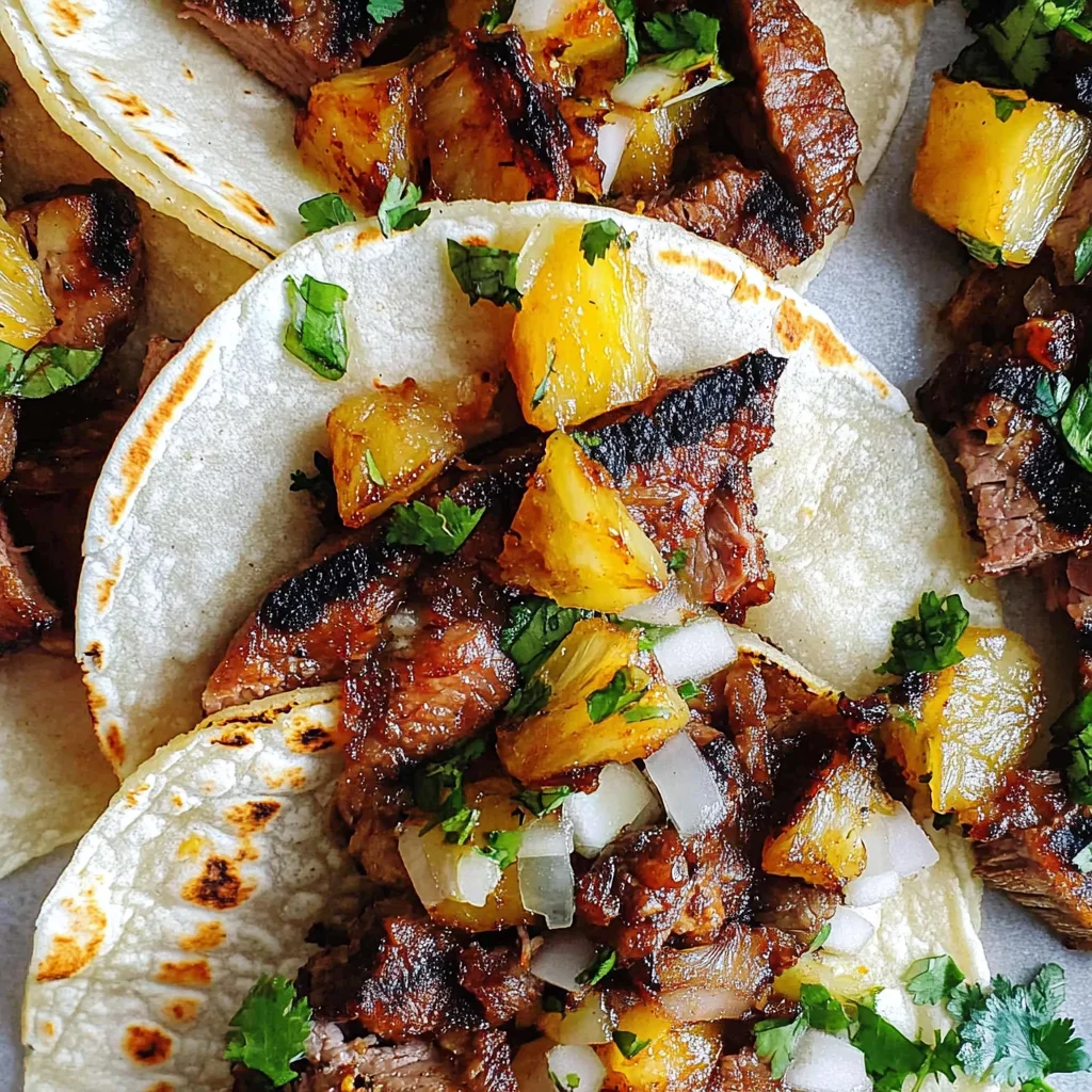 Tacos Al Pastor Made With Grilled beef Steaks