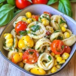 Tortellini Pasta Salad (with Tomatoes, Basil, & Fresh Corn)