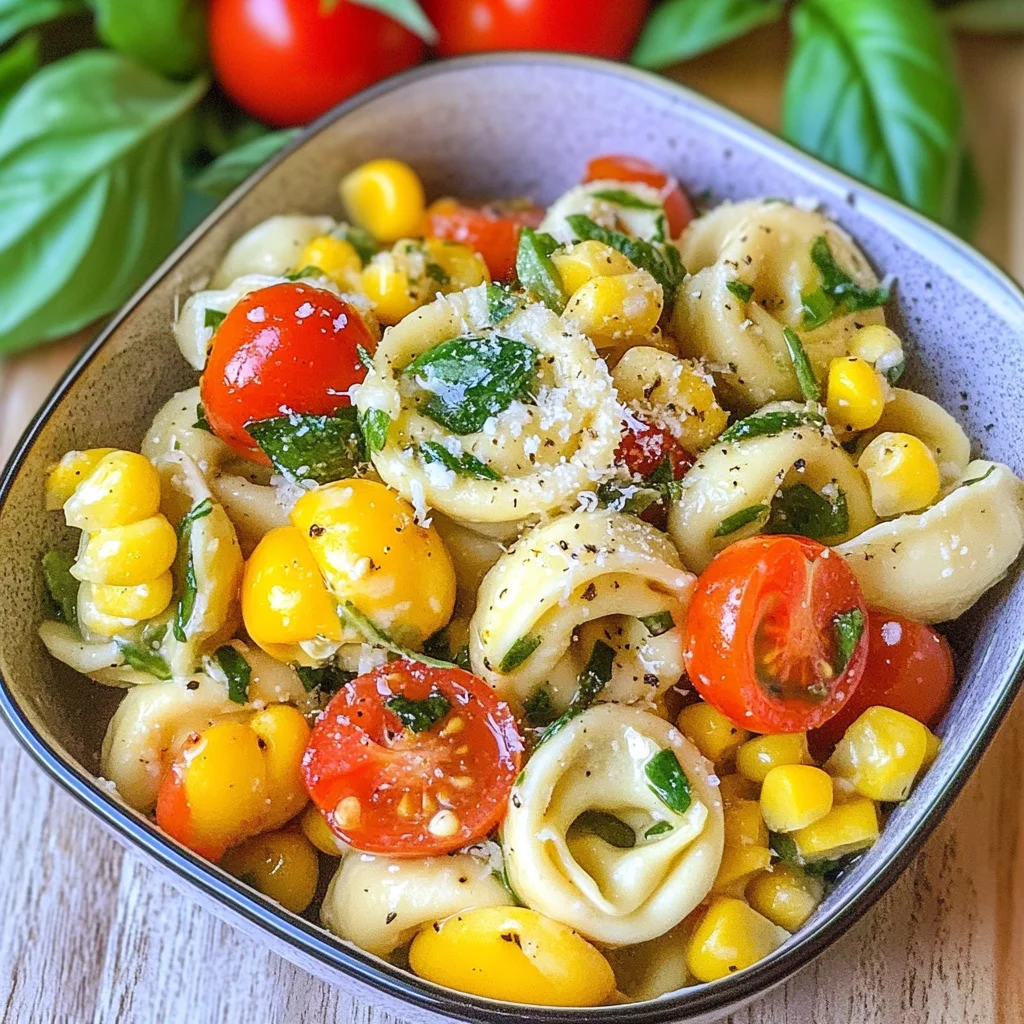 Tortellini Pasta Salad (with Tomatoes, Basil, & Fresh Corn)
